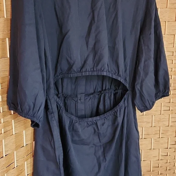 The Drop, Fall, Spring Black V-Neck Poplin, Prarie Shortsleeve Midi Dress Sz XXL - Picture 7 of 11